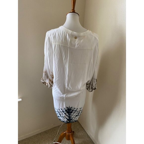 VIX Paula Hermanny Women’s Beach Tie Dye Cover Up Size S White Tunic V Neck - Picture 4 of 8